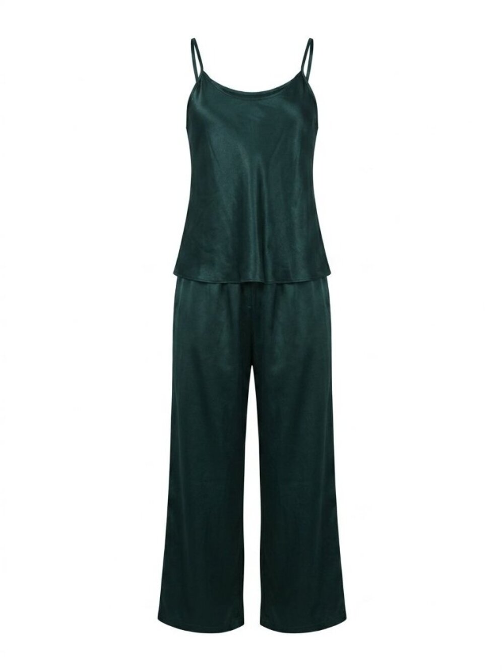 NWT Linea Donatella 2 Piece Satin Pajama Set Sz M Pine Green Sleepwear Cami